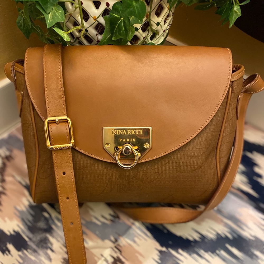 Nina Ricci Brown Crossbody Bag with Gold Hardware